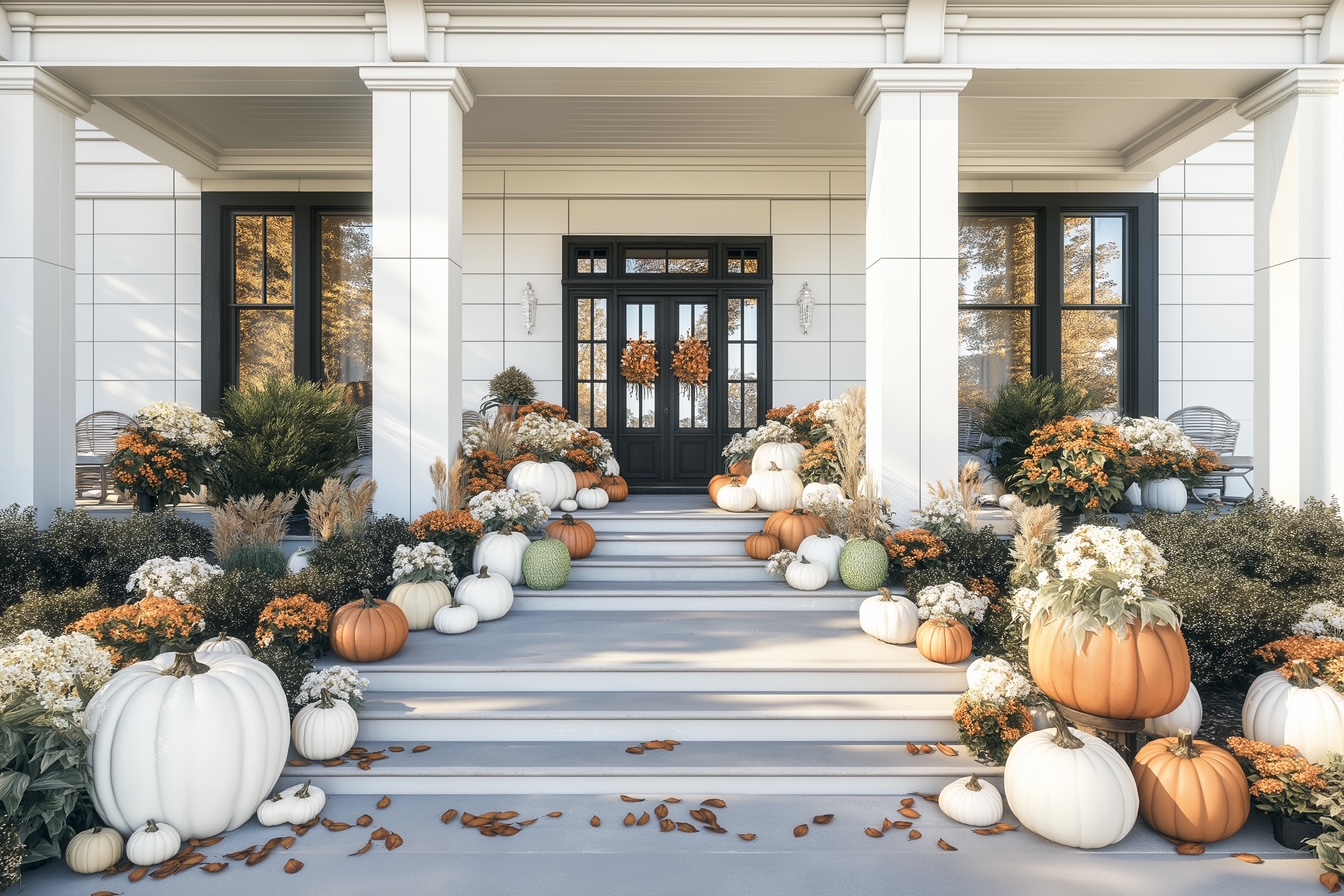 Beautiful porch pumpkin display in Southwest Florida